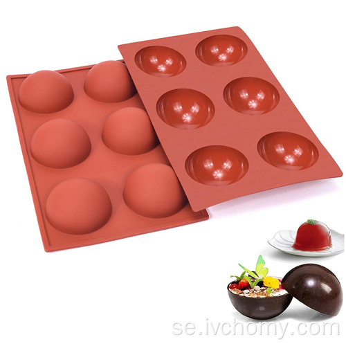 6-kavitetsrundad choklad silikonform